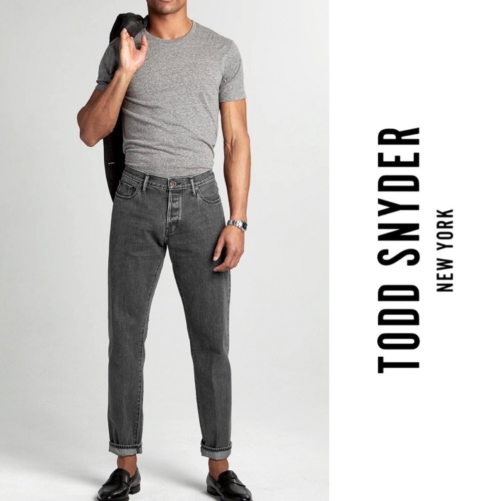 Todd Snyder Japanese Slim Straight Selvedge Denim in Gray and Black 36x29